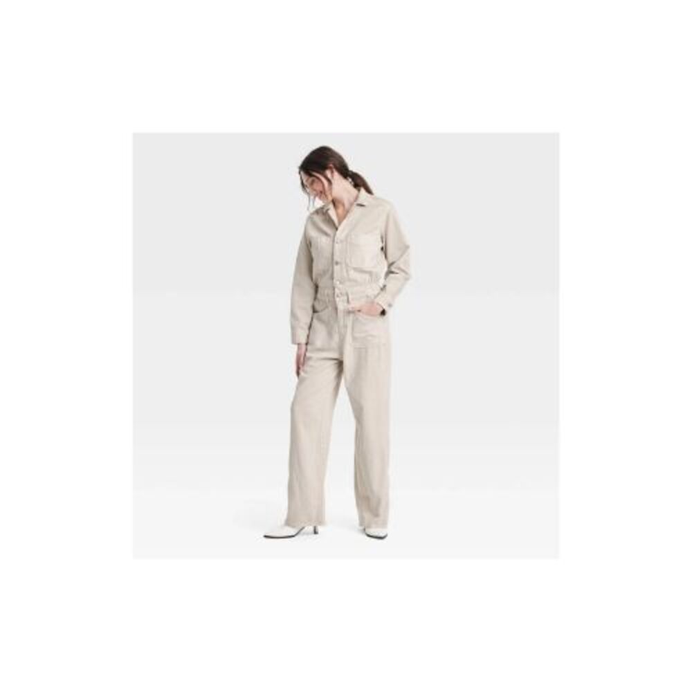 Women's Denim Baggy Jumpsuit - Universal Thread Ecru Size 14 NWT